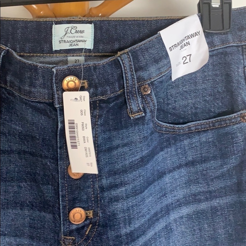 - NWT J.Crew Straightaway Blue Jean Bluff Wash Relaxed Fit Button Fly Crop - Picture 5 of 7